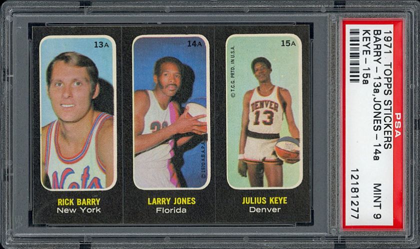 1971 Topps Trios Stickers #13A 15A Rick Barry, Larry Jones, and Julius 