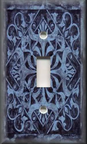   Plate Cover   Wall Decor   Tuscan Tile Pattern   Midnight Blue  