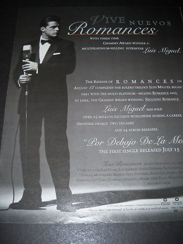 LUIS MIGUEL Sophisticated In Tuxedo 1997 PROMO AD  