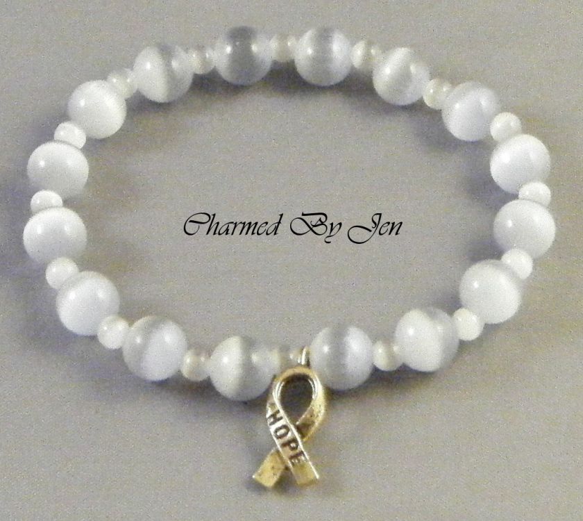BRAIN CANCER Awareness Stretch Bracelet w/ HOPE Charm  