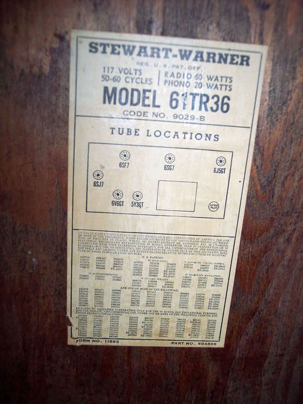 Vintage Stewart Warner Model 61TR36 Radio/Record Player Antique  