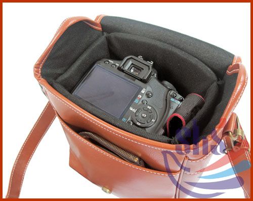 Brown Leather Bag Case for Digital Camera DSLR Luxury  