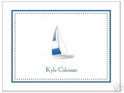 Blue Sailboat~Personalized Note or Thank You Cards~NEW  