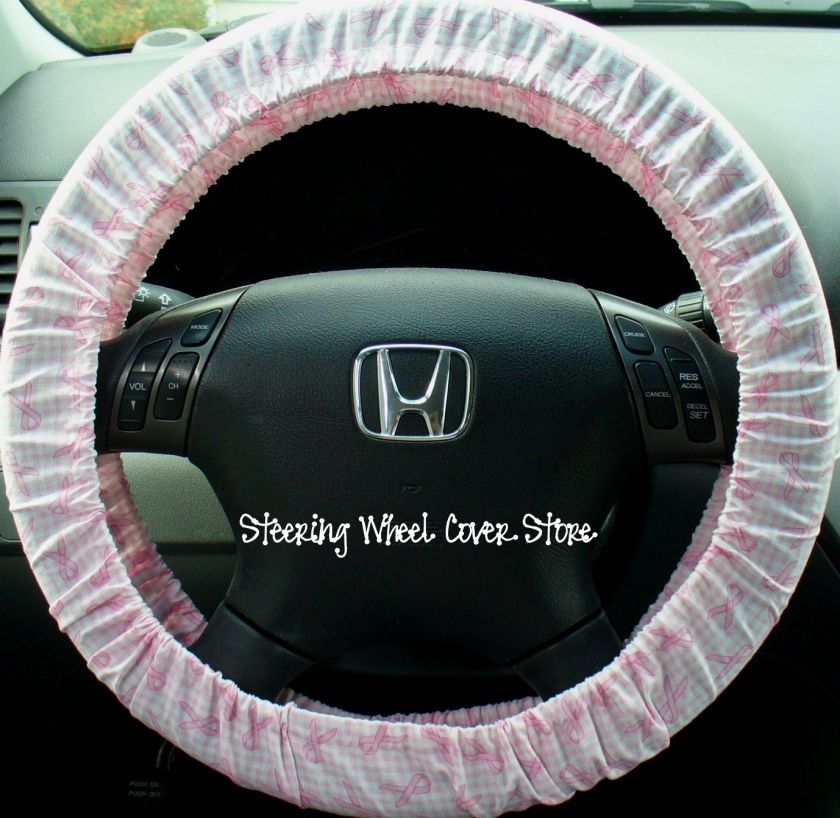 Car Steering Wheel Cover Pink Breast Cancer Ribbon NEW  