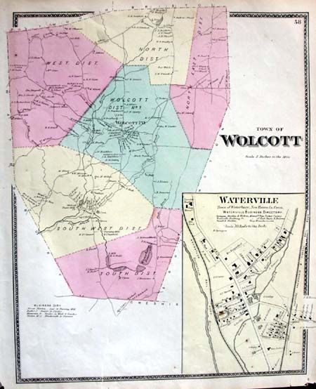 Antique Map Wolcott CT Connecticut  
