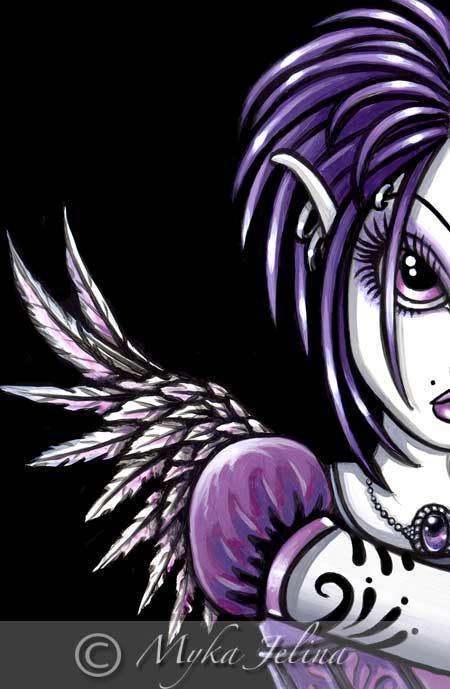 Gothic Purple Angel Tattoo Signed Print Fairy Monica  