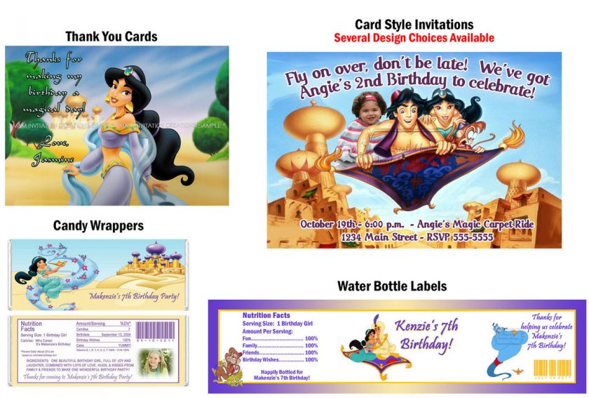 Princess Jasmine Aladdin ~ Birthday Party Ticket Invitations, Supplies 