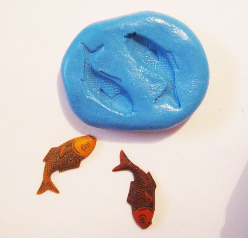 fish Flexible Silicone Push Mold Polymer clay Resin Miniature fake 