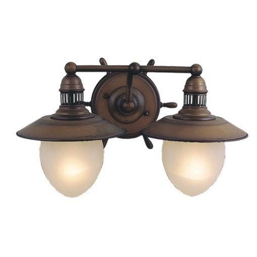 NEW 2 Light Nautical Bathroom Vanity Lighting Fixture, Antique Red 