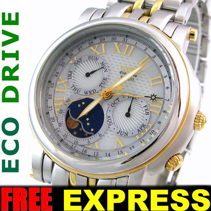 Citizen Men ECO DRIVE Moon Phase Sport Watch +Intl Warranty Xpress 